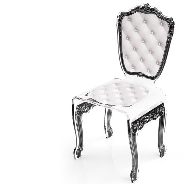 chaise baroque transparente