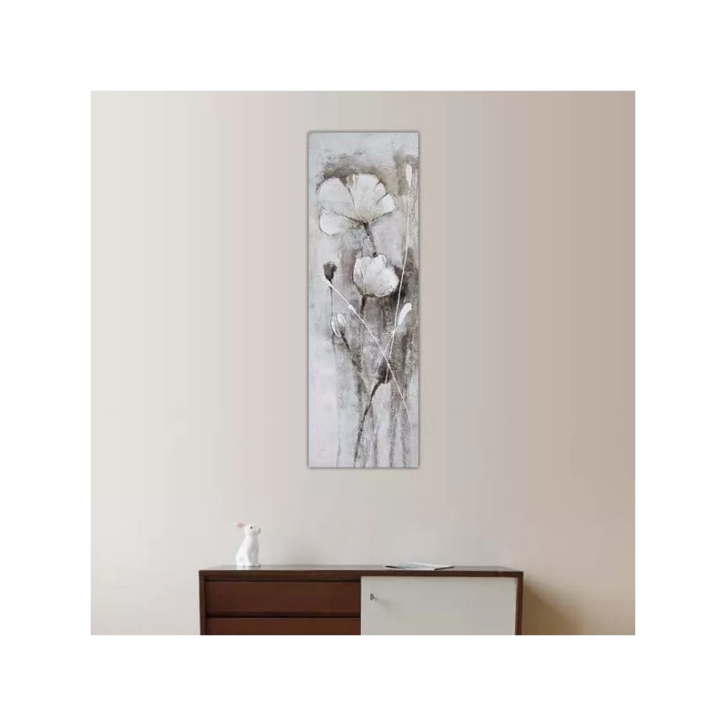 Fleur des champs blanche, peinture 50 x 150 cm