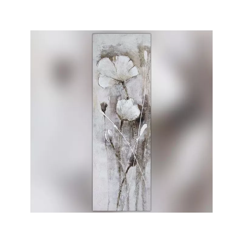 Fleur des champs blanche, peinture 50 x 150 cm