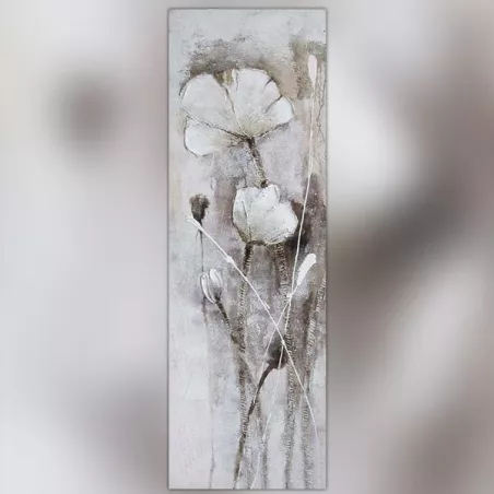Valkoinen peltokukka, maalaus 50 x 150 cm