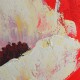 Fleur blanche sur fond rouge