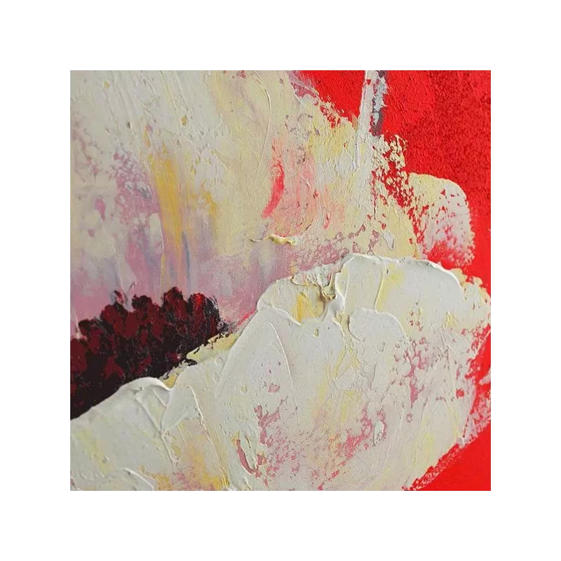 Peinture de fleur, carré sur fond rouge