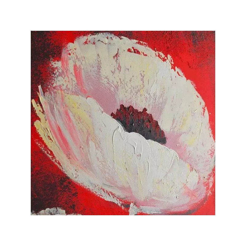 Peinture de fleur, carré sur fond rouge