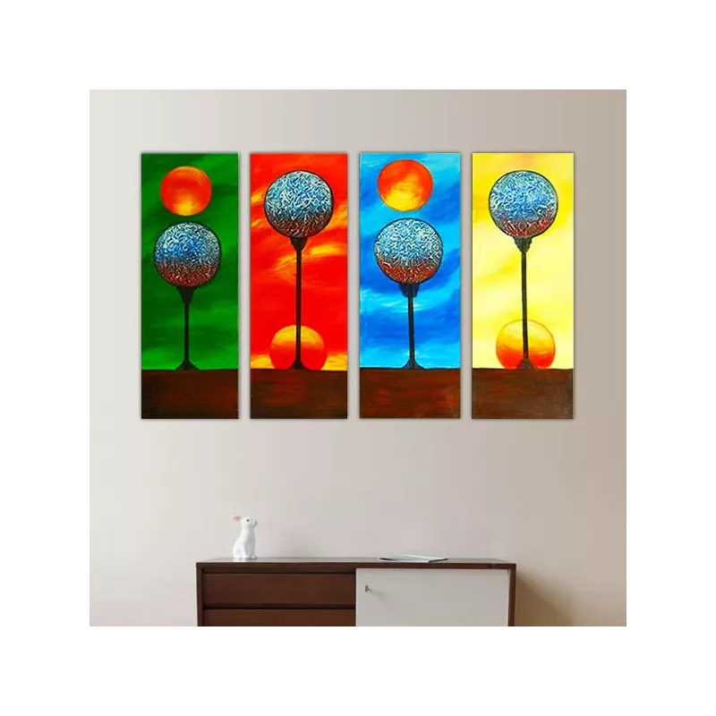 Quadriptych earth and sun, 25x80 cm x4