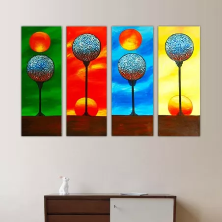 Quadriptych earth and sun, 25x80 cm x4