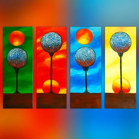 Quadriptych earth and sun, 25x80 cm x4