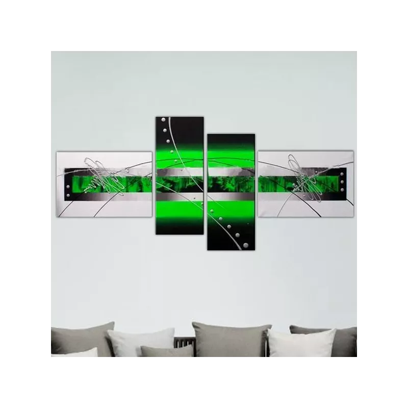 Green and black paint 4 panels