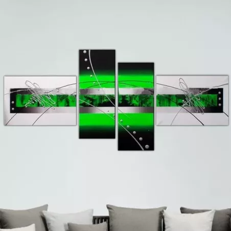 Green and black paint 4 panels
