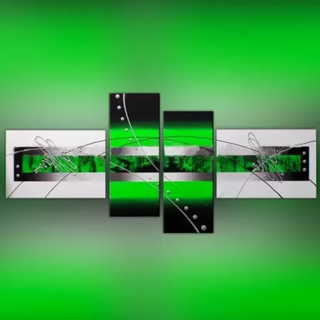 Green and black paint 4 panels