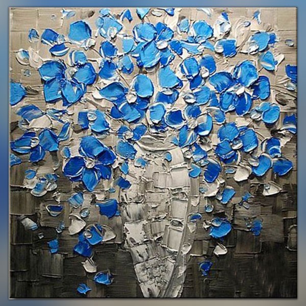 tableau fleurs bleues