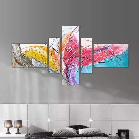 Colourful polyptych and movement