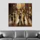 Tableau contemporain ville pluie