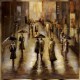 Tableau contemporain ville pluie
