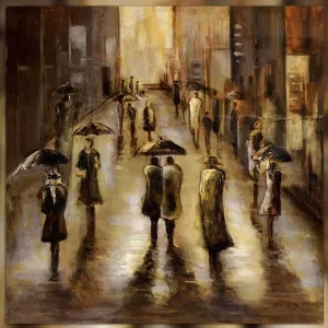 Tableau contemporain pluie sur la ville 101 x 101