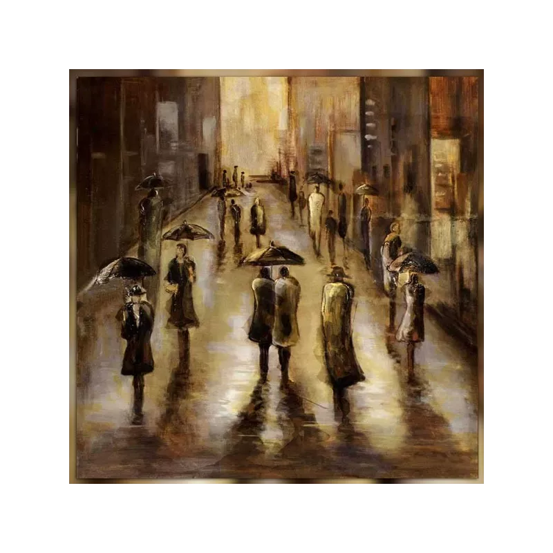 Tableau contemporain pluie sur la ville 101 x 101