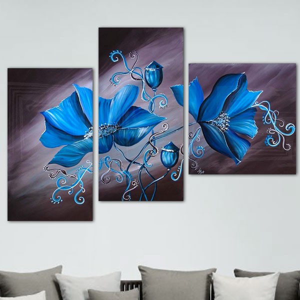 tableau fleur noir bleu