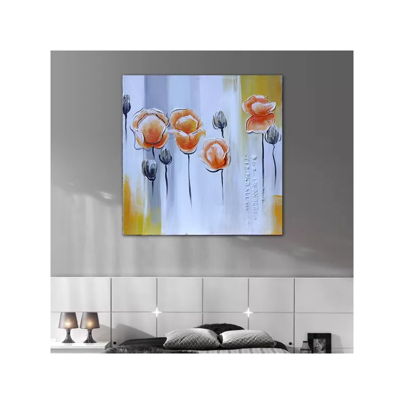 Pintura de flores quadradas, tons pastel