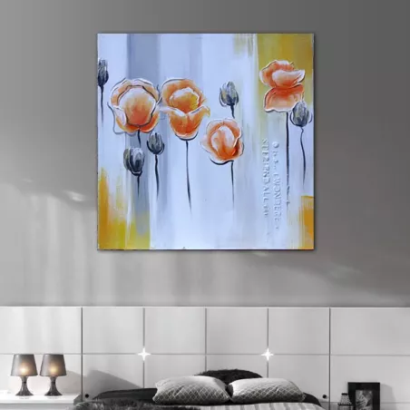 Pintura de flores quadradas, tons pastel