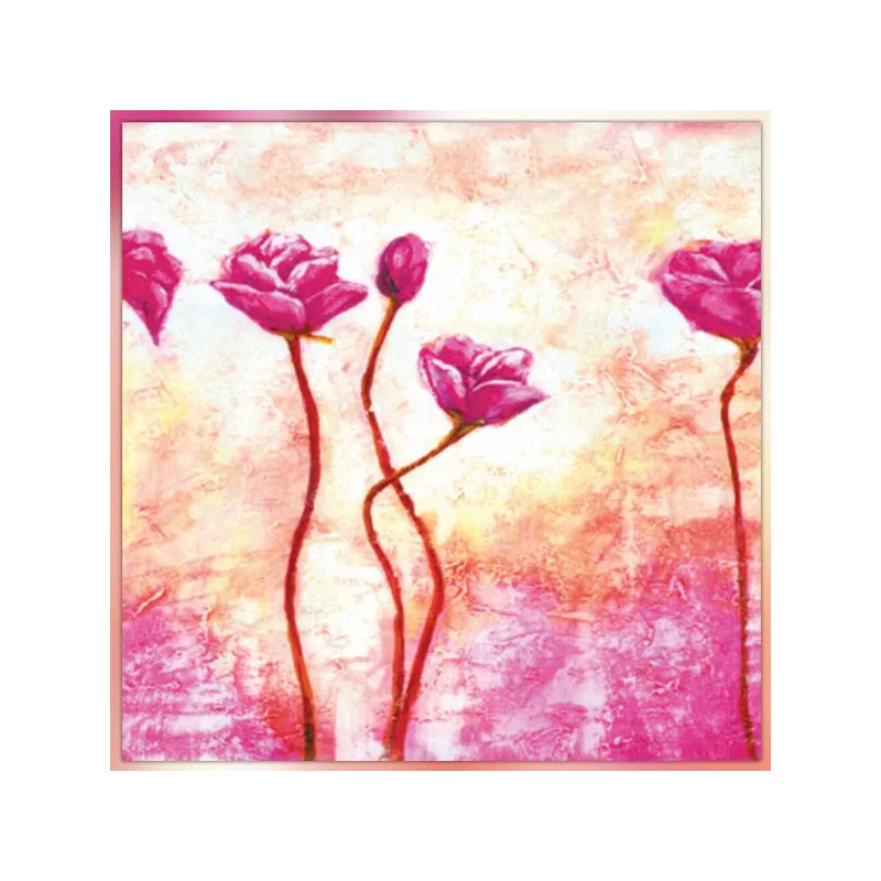 Peinture carré de rose, 60x60 cm