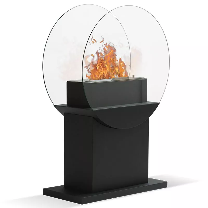 Cheminée a poser Fluvia, 78x60x24cm - Brûleur 3 kW Couleur Noir