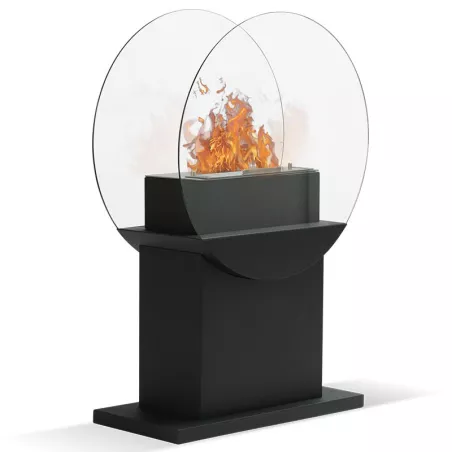 Cheminée a poser Fluvia, 78x60x24cm - Brûleur 3 kW Couleur Noir