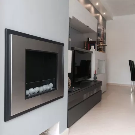 Lareira a bioetanol InSignal, 80 x 18 x 59 cm Cor Aço inoxidável escovado Opção Vidro resistente ao fogo