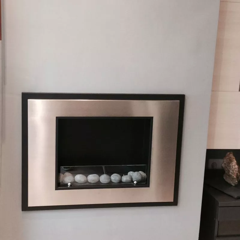 Lareira a bioetanol InSignal, 80 x 18 x 59 cm Cor Aço inoxidável escovado Opção Vidro resistente ao fogo