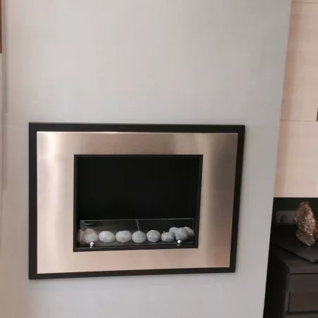 Lareira a bioetanol InSignal, 80 x 18 x 59 cm Cor Aço inoxidável escovado Opção Vidro resistente ao fogo