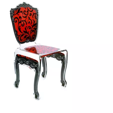 Baroque transparent plexiglas chair Colour Red and black flowers