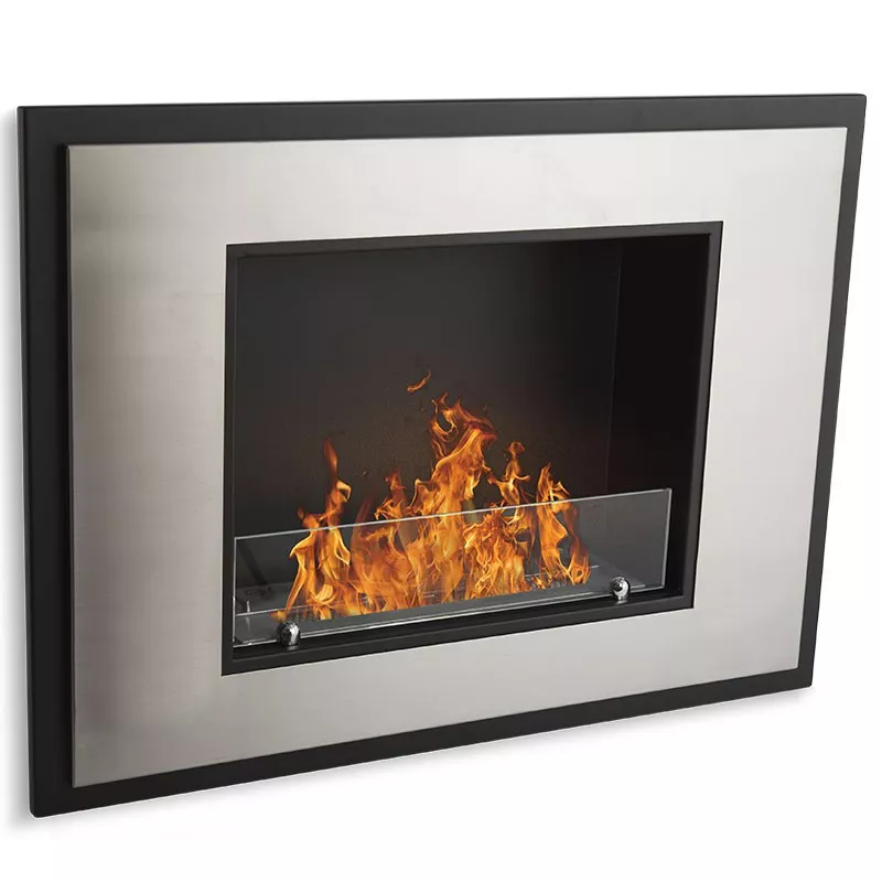Lareira a bioetanol InSignal, 80 x 18 x 59 cm Cor Aço inoxidável escovado Opção Vidro resistente ao fogo