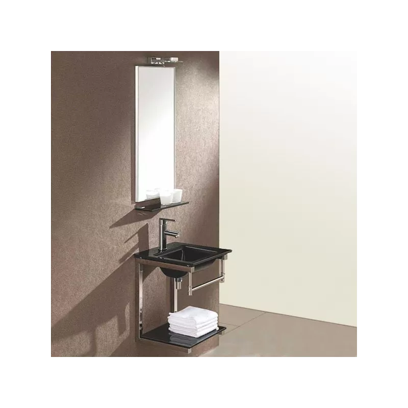 Lavabo en verre noir James 42 x 42 cm Couleur Noir