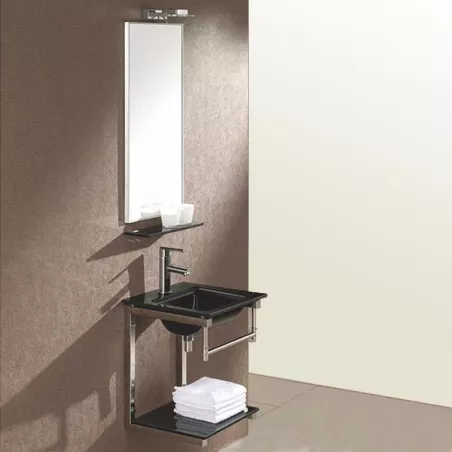 Lavabo en verre noir James 42 x 42 cm