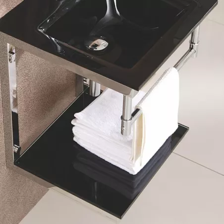Lavabo en verre noir James 42 x 42 cm Couleur Noir