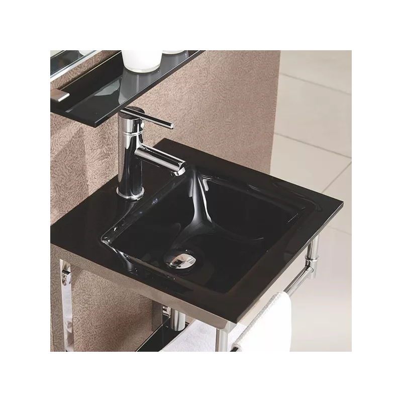 Lavabo en verre noir James 42 x 42 cm Couleur Noir