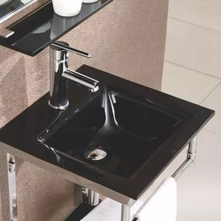Lavabo en verre noir James 42 x 42 cm Couleur Noir
