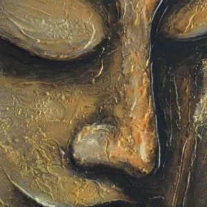 Peinture visage Bouddha doré, 1 métre