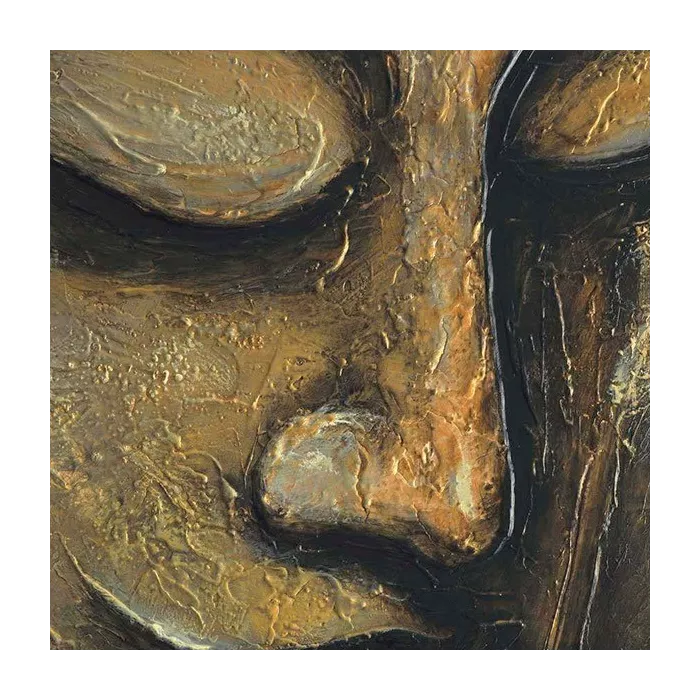 Peinture visage Bouddha doré, 1 métre