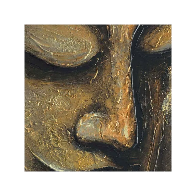 Peinture visage Bouddha doré, 1 métre