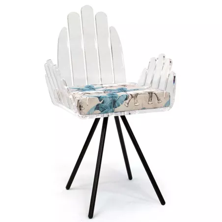 Cali chair with Jouy fabric cushion Colour Blue
