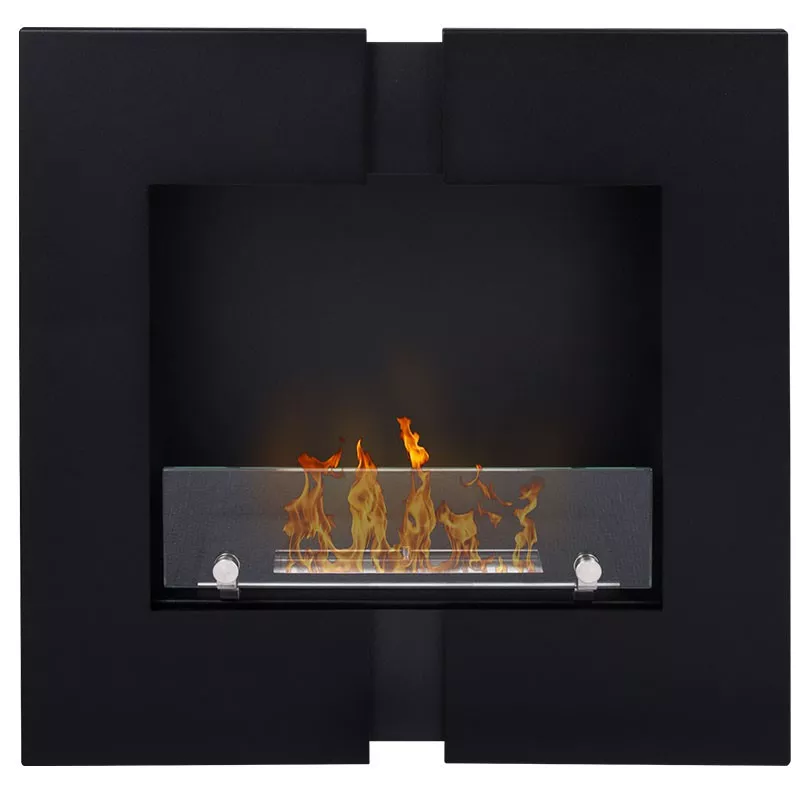 Cheminée bioéthanol Duo murale, 60 x 60 x 20cm Couleur Noir
