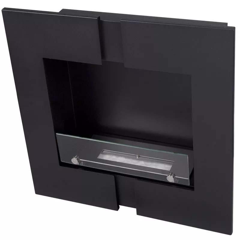 Cheminée bioéthanol Duo murale, 60 x 60 x 20cm Couleur Noir