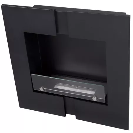 Cheminée bioéthanol Duo murale, 60 x 60 x 20cm Couleur Noir