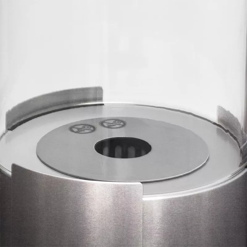 Cheminée éthanol ronde en verre Twister Couleur Inox brossé