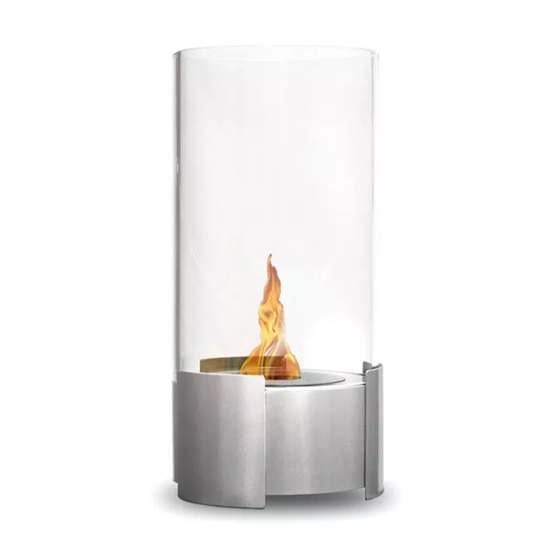 Cheminée éthanol ronde en verre Twister Couleur Inox brossé