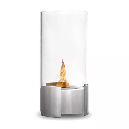 Cheminée éthanol ronde en verre Twister Couleur Inox brossé