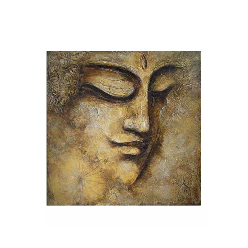 Peinture visage Bouddha doré, 1 métre