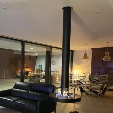 Lareira de etanol suspensa com 2 queimadores Cor Preto