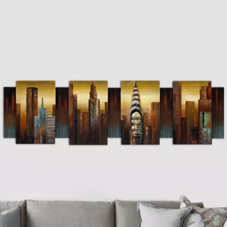 Pintura em relevo Nova Iorque, 170x50x7 cm