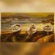 Peinture bateau, chaloupe en bord de mer