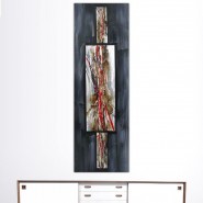 Composition abstraite ardoise et rouge